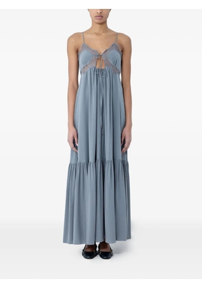 Chloé lace-trim tiered maxi dress - Grey