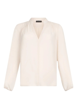 LIU JO mandarin-collar V-neck blouse - Neutrals