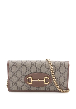 Gucci Pre-Owned 2016-2025 GG Supreme Horsebit 1955 Wallet on Chain crossbody bag - Brown