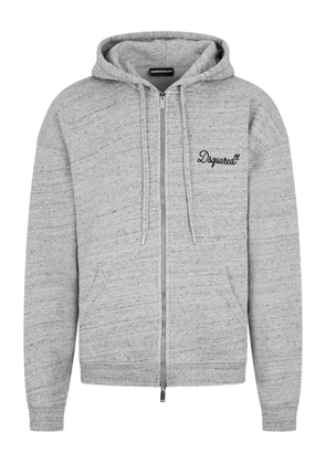 DSQUARED2 zip-fastening logo-embroidered hoodie - Grey