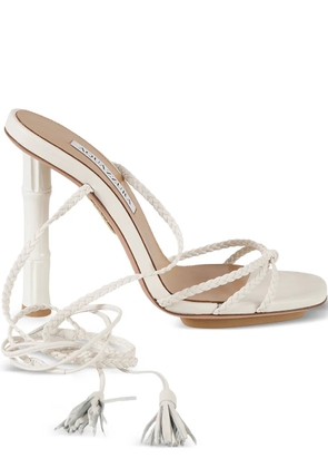 Aquazzura Wild Bamboo braided tassel sandals - White