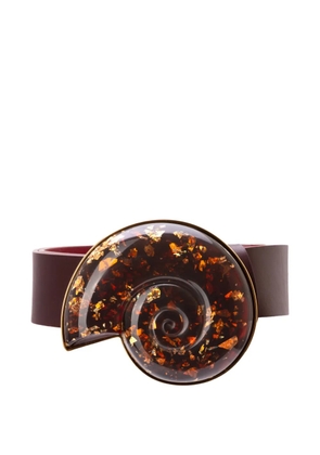 Silvia Tcherassi Nautilus shell-detail leather belt - Red