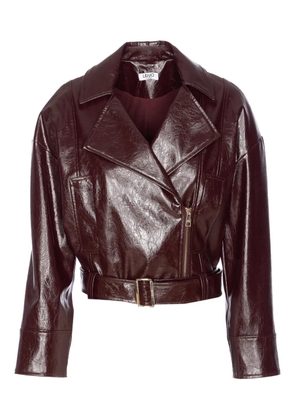 LIU JO belted faux-leather jacket - Red