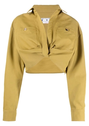Off-White twist-front cropped cargo shirt - Green