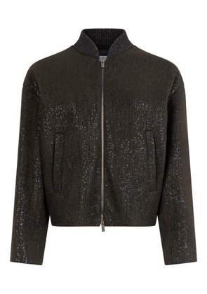 Peserico sequin-embellished zip jacket - Brown