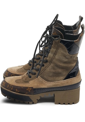 Louis Vuitton Pre-Owned Laureate crocodle-embossed leather ankle boots - Brown