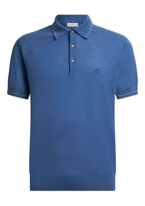 ETRO Pegaso-motif cotton polo shirt - Blue