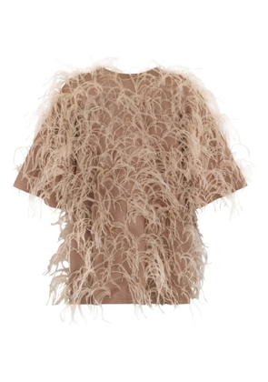 Valentino Garavani feathered T-shirt - Neutrals