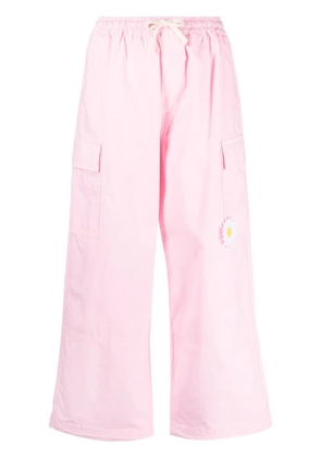 Joshua Sanders floral-appliqué cropped cargo trousers - Pink
