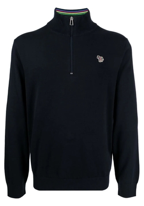 PS Paul Smith Zebra-motif cotton half-zip sweatshirt - Black