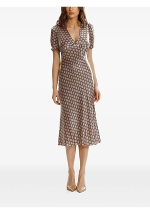 FRAMBOISE Sharon polka-dot midi dress - Brown