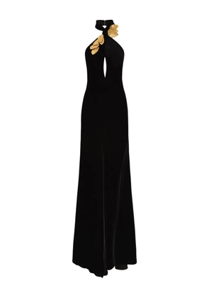 Oscar de la Renta leaf-embellishment velvet gown - Black