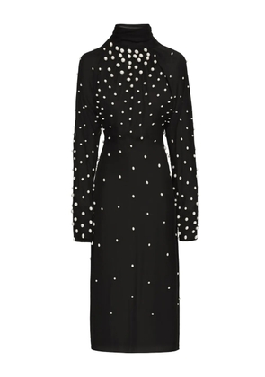 Oscar de la Renta pearl-embellishment georgette midi dress - Black