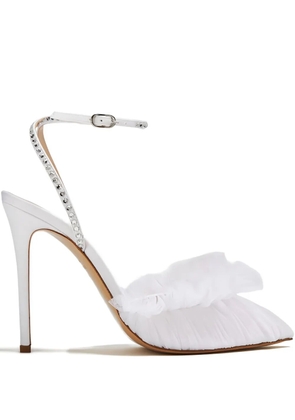 Andrea Wazen 105mm Franca Glitz crystal-embellished ruffle pumps - White