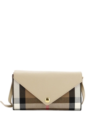 Burberry Pre-Owned Hannah Envelope Wallet on Strap Leather and House Check Canvas crossbody bag - Neutrals