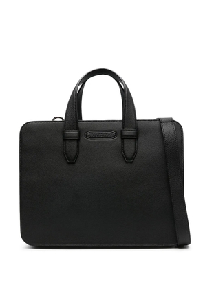 Brioni logo-embossed leather briefcase - Black