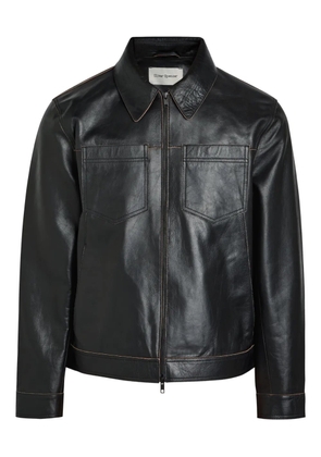 Oliver Spencer Norton zip-up leather jacket - Black