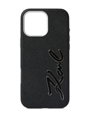 Karl Lagerfeld Signature-logo iPhone 16 pro max case - Black
