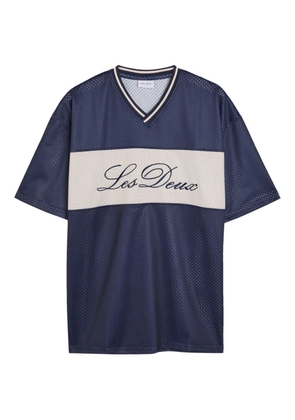 Les Deux Bronson V-neck panelled T-shirt - Blue