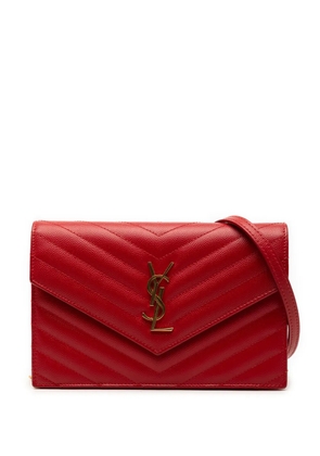 Saint Laurent Pre-Owned 2017 Grain De Poudre Matelasse Chevron Monogram Chain Wallet crossbody bag - Red