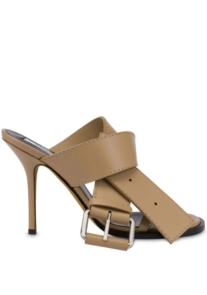 Moschino decorative buckle leather mules - Neutrals