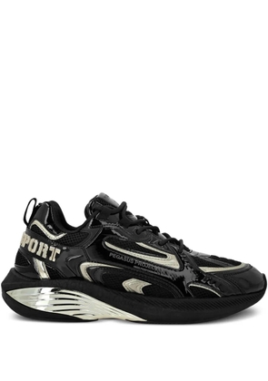 Plein Sport patent leather mesh sneakers - Black