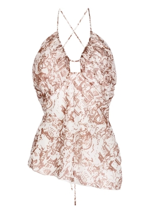 Rejina Pyo Mei Renaissance-print halterneck top - White