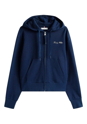 Tommy Hilfiger logo-embroidered zip-up hoodie - Blue