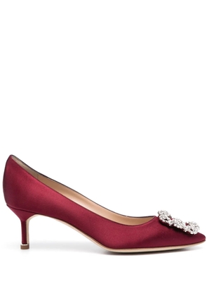 Manolo Blahnik Hangisi crystal-buckle pumps - Red