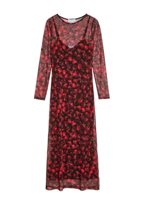 NEVER FULLY DRESSED Soho cherry-print midi dress - Red