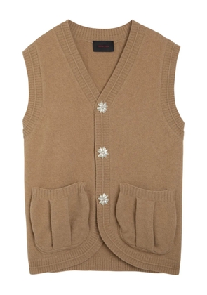 Simone Rocha faux-pearl-embellished cardigan - Brown