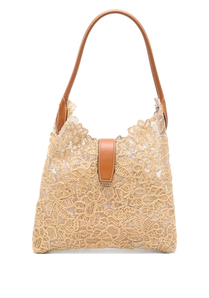 Ermanno Scervino floral-embroidered shoulder bag - Neutrals