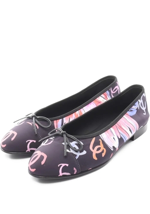 CHANEL Pre-Owned 1986-1988 bow-detail ballet flats - Black