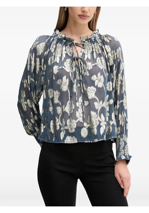 Hoss Intropia ruffled floral-print top - Blue
