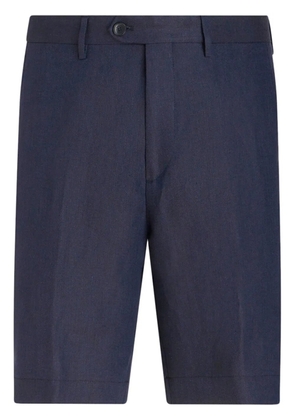 ETRO pressed-crease linen bermuda shorts - Blue