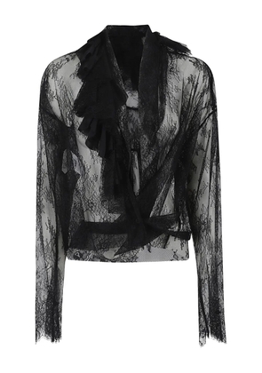 Alberta Ferretti lace ruffled shirt - Black