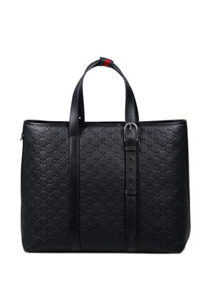 Gucci embossed buckle tote bag - Black