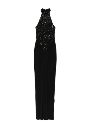 NISSA sequin-embellished halter-neck maxi dress - Black