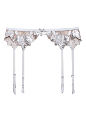 Fleur Du Mal Lily embroidery garter belt - Grey