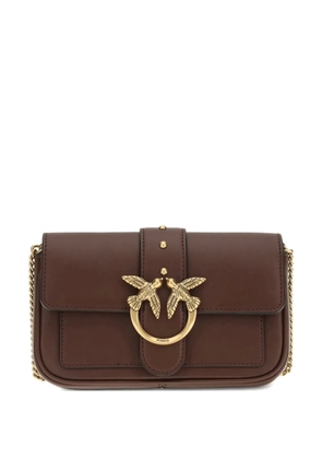 PINKO Love One bird-buckle chain shoulder bag - Brown
