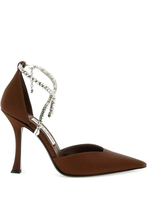 Jimmy Choo Stevie crystal-anklet V-cut pumps - Brown