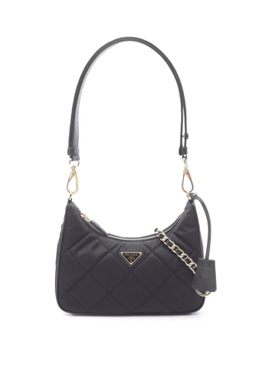 Prada Pre-Owned 2013-2025 Saffiano-Trimmed Quilted Tessuto shoulder bag - Black