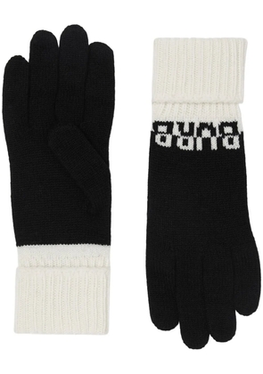 Burberry Logo Intarsia Two-tone Cashmere Gloves - Black