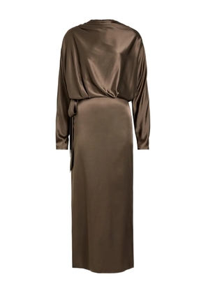 STAUD Phoebe long-sleeved draped midi dress - Brown