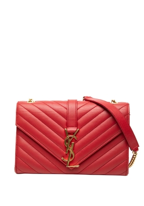 Saint Laurent Pre-Owned 2015 Small Chevron Calfskin Monogram Envelope Bag crossbody bag - Red