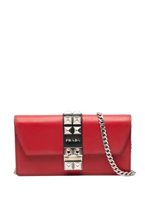 Prada Pre-Owned 2000-2025 City Calfskin Studded Elektra Clutch with Chain crossbody bag - Red