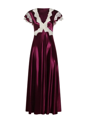 Alberta Ferretti lace V-neck dress - Purple