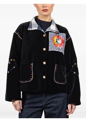 FISH CLUB embroidered panelled jacket - Black
