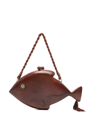 Simon Miller fish-motif clutch bag - Brown