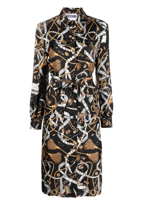 Moschino graphic-print silk midi dress - Black